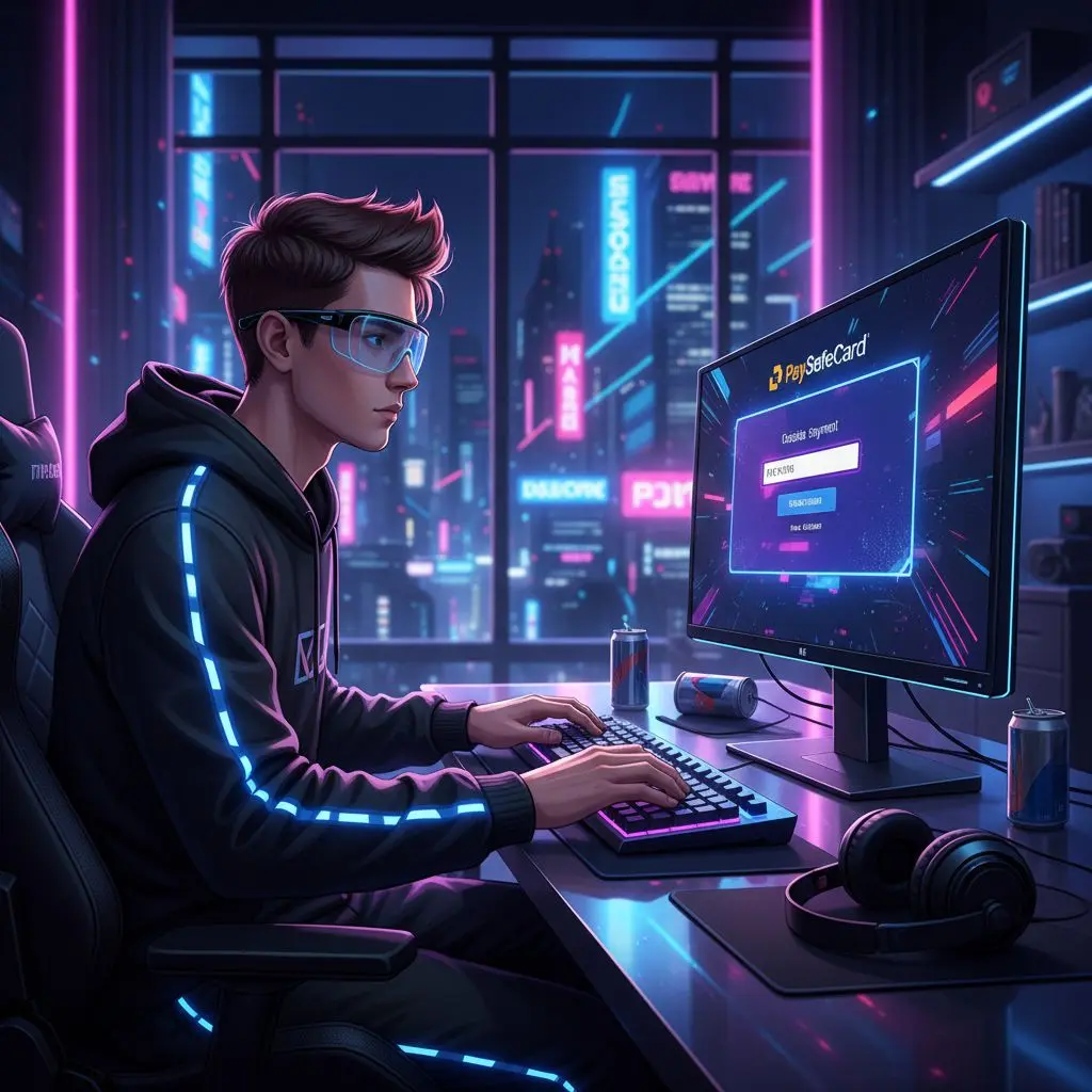 Uživatel zadávající PIN kód PaySafeCard při online platbě v casinu